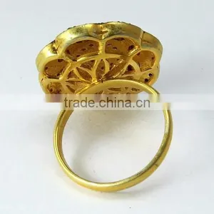 Wish Left !! Diamond & Polki 925 Sterling Silver Ring, Oxidized Silver Jewellery, Silver Jewellery India thumbnail-5
