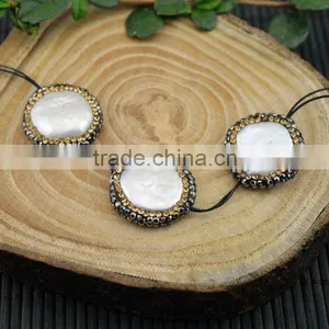 LFD-001B ~ Druzy Round Shape Pearl Pave Rhinestone Connector Spacer Beads Jewelry Finding thumbnail-2