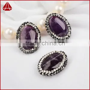 Wholesale Natural Raw Uraguay Amethyst Beads Boho CZ Jewelry, Black Rosary Druzy Amethyst Beads With Zircon Pave Cap thumbnail-4