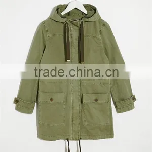 Women Parka Coat With Hood and Drawstring Army Uniform Style OEM Service thumbnail-5
