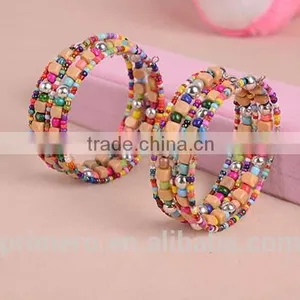 Fashion Rainbow Elastic Multilayers Square Pearl Wood Beads Bracelet Dancing Bangle thumbnail-6