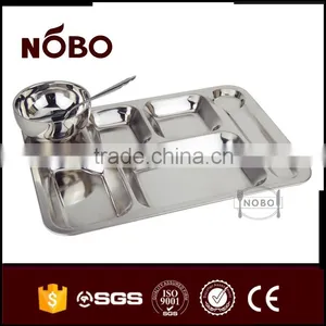 Hospital Use Stainless Steel 6 Compartments Dinner Food Serving Plate thumbnail-2