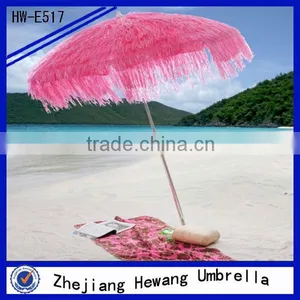 170T Polyester + PP Grass Hawaii Raffia Straw Beach Umbrella thumbnail-1