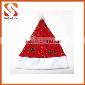 SJ-6732 Colorful Star Print Santa Hat Red Velvet Christmas Hat thumbnail-1