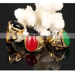Copper Gold Plated Jewelry Stone Agate Ring Model Woman thumbnail-6