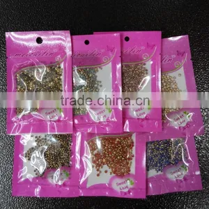 500pcs New Design Ceramic Gems Stone Nail Jewelry With Gold Metal Ring 3mm, 4mm thumbnail-1