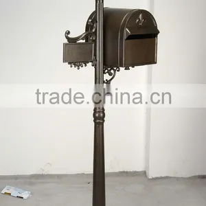 Foshan JHC-1020 Post Mounted Aluminum Mailbox/Decorative Letterbox With Solar Light/Outdoor Standing Postbox thumbnail-2