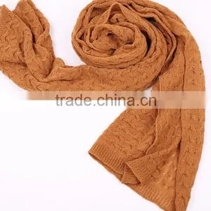 Yellow Hollow Out Simple Cotton Scarf, Hand Block Printed Women Scarf , Art Boho Scarf thumbnail-1