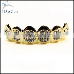 Paved Grillz 14k Gold Plated Iced-Out Custom Shiny Bling Teeth Hip Hop Grills thumbnail-1