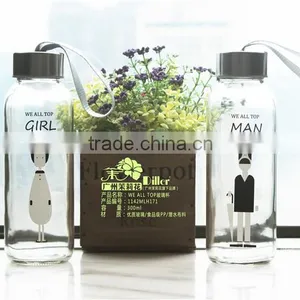 OEM Private Lable Cartoon Bottle With Cap Glass Sports Water Bottle thumbnail-2
