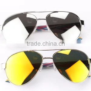 JMP614 2016 New Mirror Lens UV400 Metal Aviator Frame Bamboo Sunglasses thumbnail-4