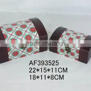 Wood Fabric Red Flowers Gift Jeweled Box thumbnail-1