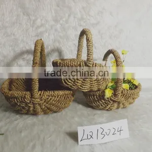 Wholesale Round Seagrassbasket/ Fruit/vegetable /egg/ Storage Basket With Handle, Factory Supply thumbnail-1