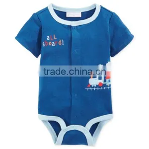 Hot Sale Baby Boys Summer Romper Simple Cute Printing And Emb Romper thumbnail-1