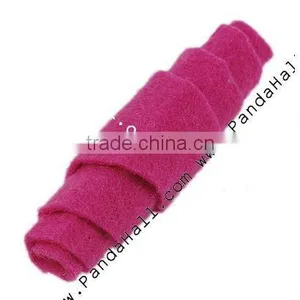 Handmade Woven Cloth Beads, Oval, HotPink, Size: About 36mm Long, 12mm Wide, 12mm Thick, Hole: 4mm(FIND-P017-3) thumbnail-1