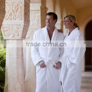 White Shawl Collar Velour Bathrobe/Luxury Hotel Bathrobe thumbnail-1