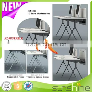 Office Workstation Partition for 2 Person Special Design Metal Table Leg With Wire Trough thumbnail-2