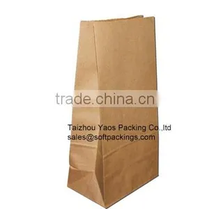 High Quality Kraft Paper Bag for Food, Machine Made Reusable Grocery Paper Bag, Take Away Fast Food Paper Bag With Square Bottom thumbnail-1
