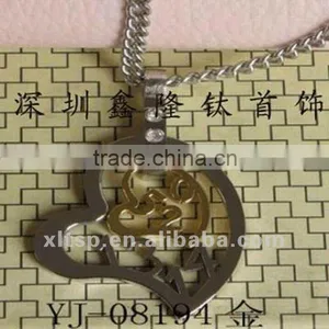 New Design Stainless Steel Jewelry Golden Heart Pendant TC59 thumbnail-1