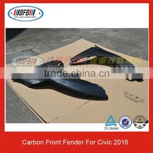 For Civic 2016 Carbon Fiber Front Fenders OEM Style Side Vents Replacement Side Fenders thumbnail-3