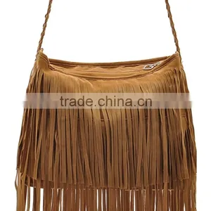 Hot Sale 2015 Fashion Women Handbag Tassel Cross Body Women Bag Solid Color Zipper Shoulder Bags Leather Handbags for Female thumbnail-1