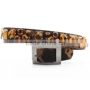 Western Brown Irregular Big Drop Stones Inlay Leopard Fur Belts thumbnail-1
