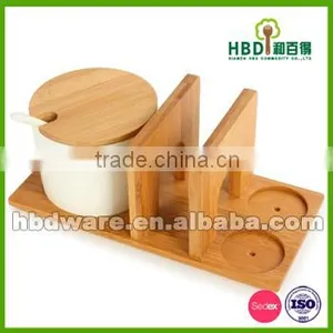 Ceramic Storage Containers Set With Bamboo Lid thumbnail-3