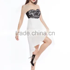 Front Zipper Fashion Ladies Off-shoulder White Party Dresses thumbnail-1