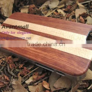 Rose Wood and Maple Wood Mobile Phone Case For Iphone5 With Plastic Frame thumbnail-1
