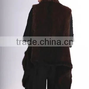 Fashion Genuine Knitted Mink Fur Vest for Women MV01 thumbnail-4