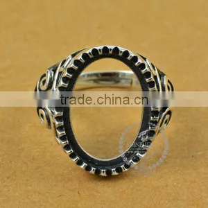 13*17.8mm 925 Sterling Silver Antiqued Silver Vintage Style Oval Saw Tooth Bezel Ring Base Blank Supplies DIY Findings 1223073 thumbnail-4