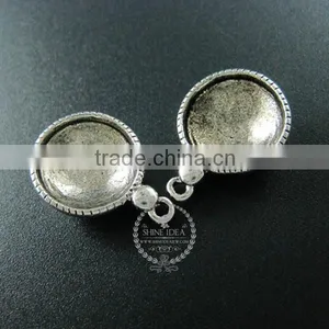 14mm Setting Size Vintage Alloy Antiqued Silver Round Bezel DIY Pendant Charm Bezels Tray 1411126 thumbnail-3