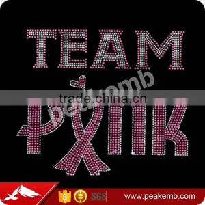 Bling Team Pink Iron On Rhinestone Transfer Designs Ribbon for Clothing thumbnail-1