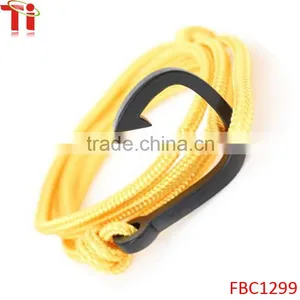Black Fish Hook Bracelets on Colorful Nylon Ropes Wholesale Yellow thumbnail-2
