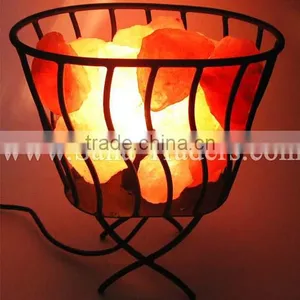 Himalayan Salt Lamp / Natural Salt Lamps / Iron Stand Salt Lamp / Iron Basket Lamps thumbnail-1
