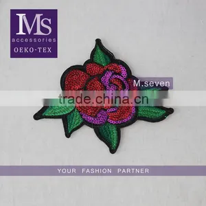 Good Looking 12*13cm Sexy Red Flower Pattern Diamond Patch Sequin Embroidery Applique for Dancer thumbnail-1