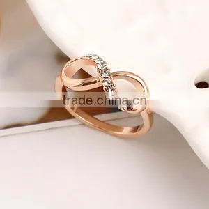 2016 New Fashion Jewelry 14k Real Rose Gold Plated Crystal Piston Ring thumbnail-3