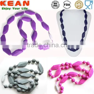 Easily Cleaned With Water Salmon Orange Colors for You Choice Necklaces Silicone Bead Teething thumbnail-1