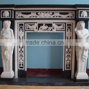 Indoor Freestanding Marble Fireplace Mantel thumbnail-6