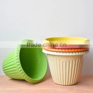 Biodegradable Plant Fiber Bright Color Flower Pots for Livingroom thumbnail-1
