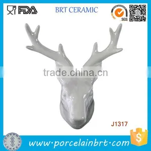 Wall Decoration White Ceramic Deer Head Figurine thumbnail-2