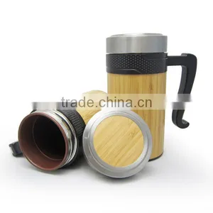 2017 Custom Coffee Mug, Accept Laser Engraving Logo Bamboo Mug Wood Travel Bottle thumbnail-2
