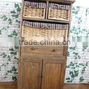 Wooden Cabinet With Wicker Drawers/wooden Cabinet With Multi Drawers/bedroom Cabinet and Drawers thumbnail-2