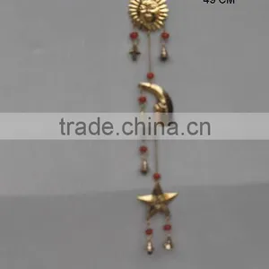 Brass Polished Sun Moon and Star Wind Chimes thumbnail-1