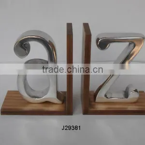 Mirror Polished A and Z Book End Made in Aluminium and Wood thumbnail-1