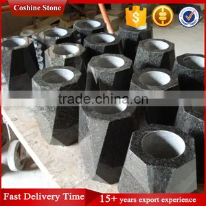 Beauty Blue Pearl Stone Cemetery Vase For Gravestone thumbnail-1