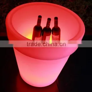 PE Colorful Multiple Shapes Plastic Led Beer Pot, Rechargeable Led Ice Bucket thumbnail-3