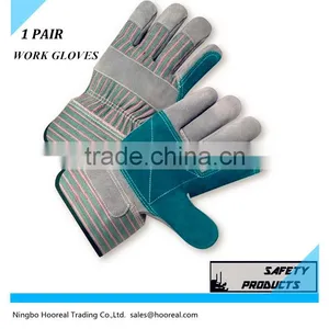Heavy Duty Double Reinforced Palm & Canvas Back Natural Cowhide Split/Full Palm Green Leather Work Protective Gloves In Safety thumbnail-1