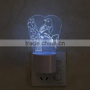 Cheap Hot Mini 3D Night Light With Auto Dusk to Dawn Sensor Plug In Wall Square Light thumbnail-2