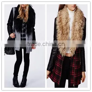 2014 New Arrival Cool Fashion Lady FAUX FUR LEATHER BIKER SLEEVE COAT thumbnail-1